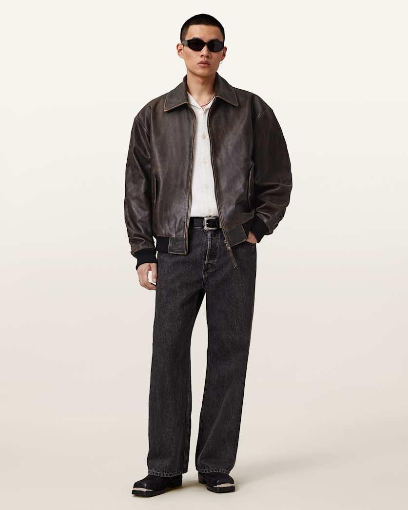 Marco Oversized Leather Bomber Jacket by ALLSAINTS