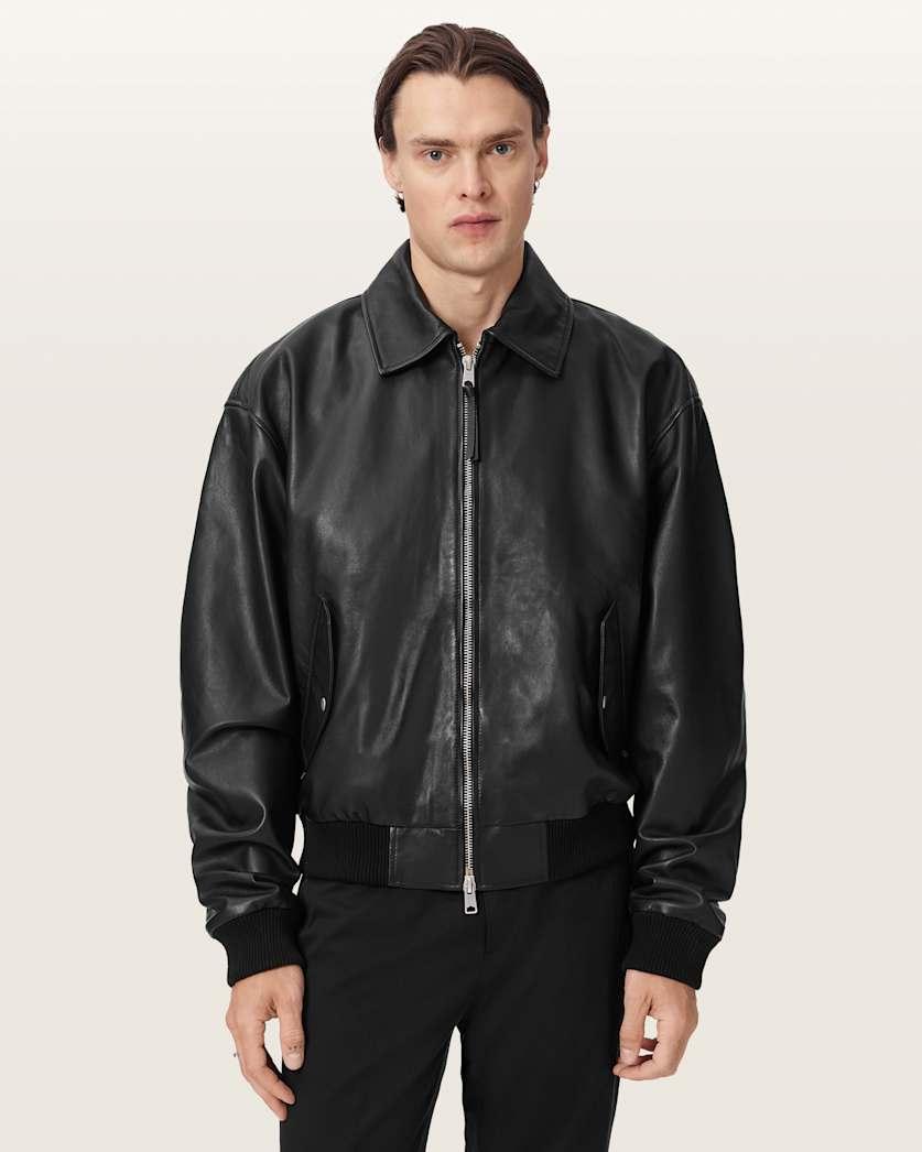 Marco Oversized Leather Bomber Jacket by ALLSAINTS