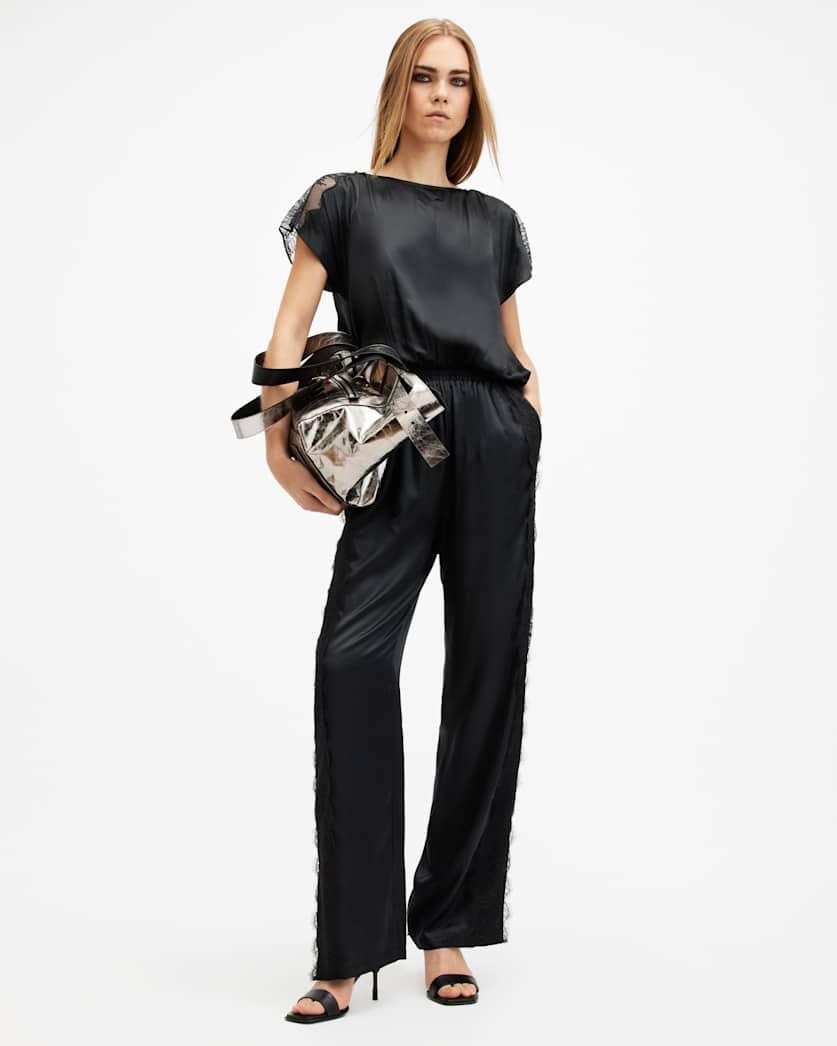 Mari Silk Blend Lace Trim Jumpsuit by ALLSAINTS