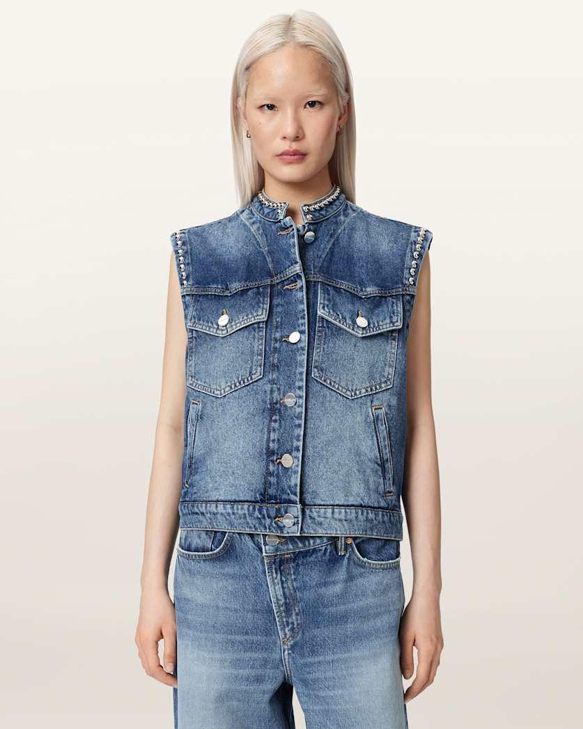 Mav Studded Denim Vest by ALLSAINTS