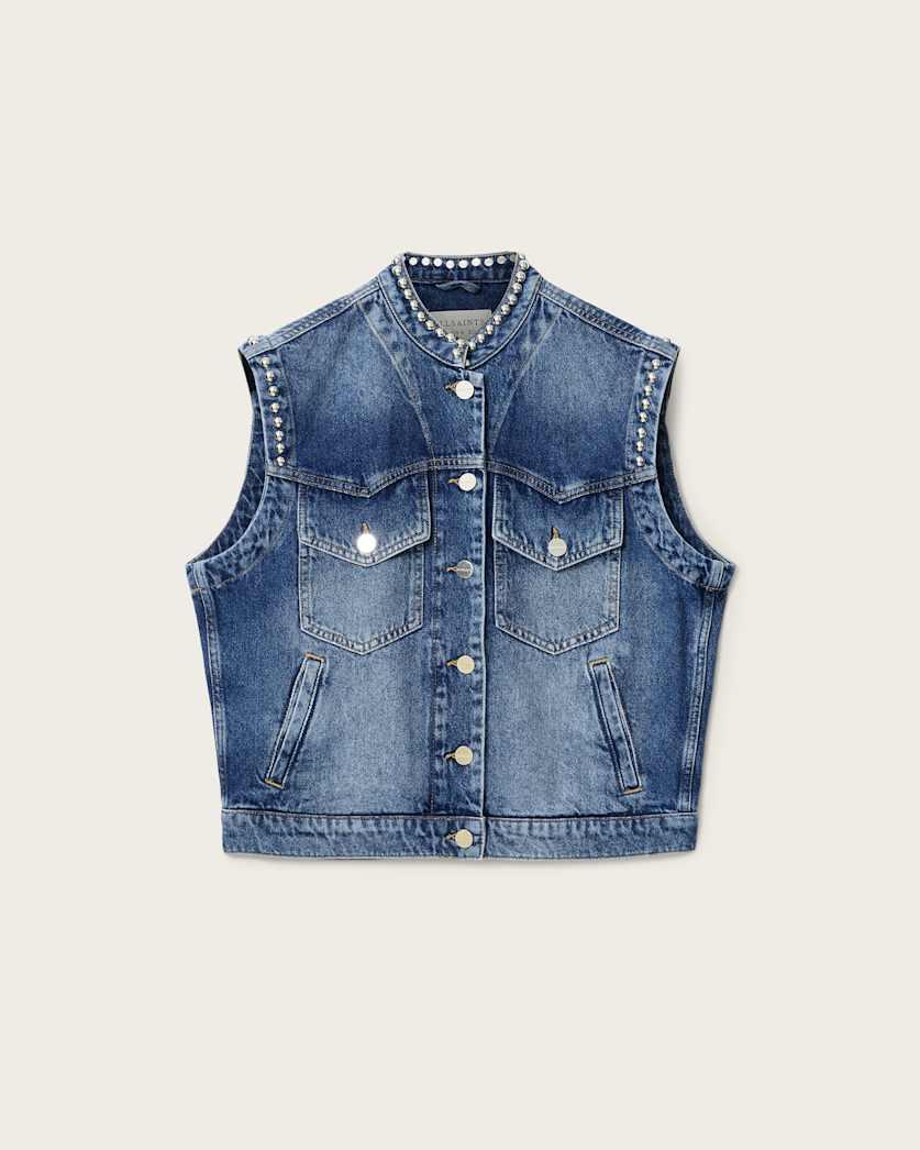Mav Studded Denim Waistcoat by ALLSAINTS