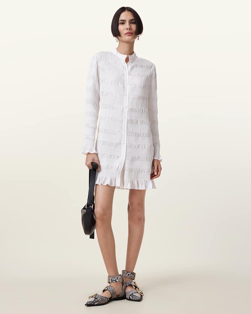 Meg Shirred Mini Shirt Dress by ALLSAINTS