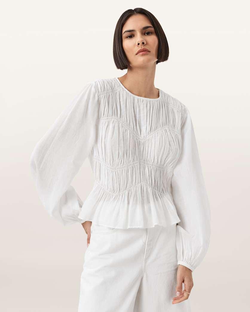 Melani Round Neck Gathered Top by ALLSAINTS