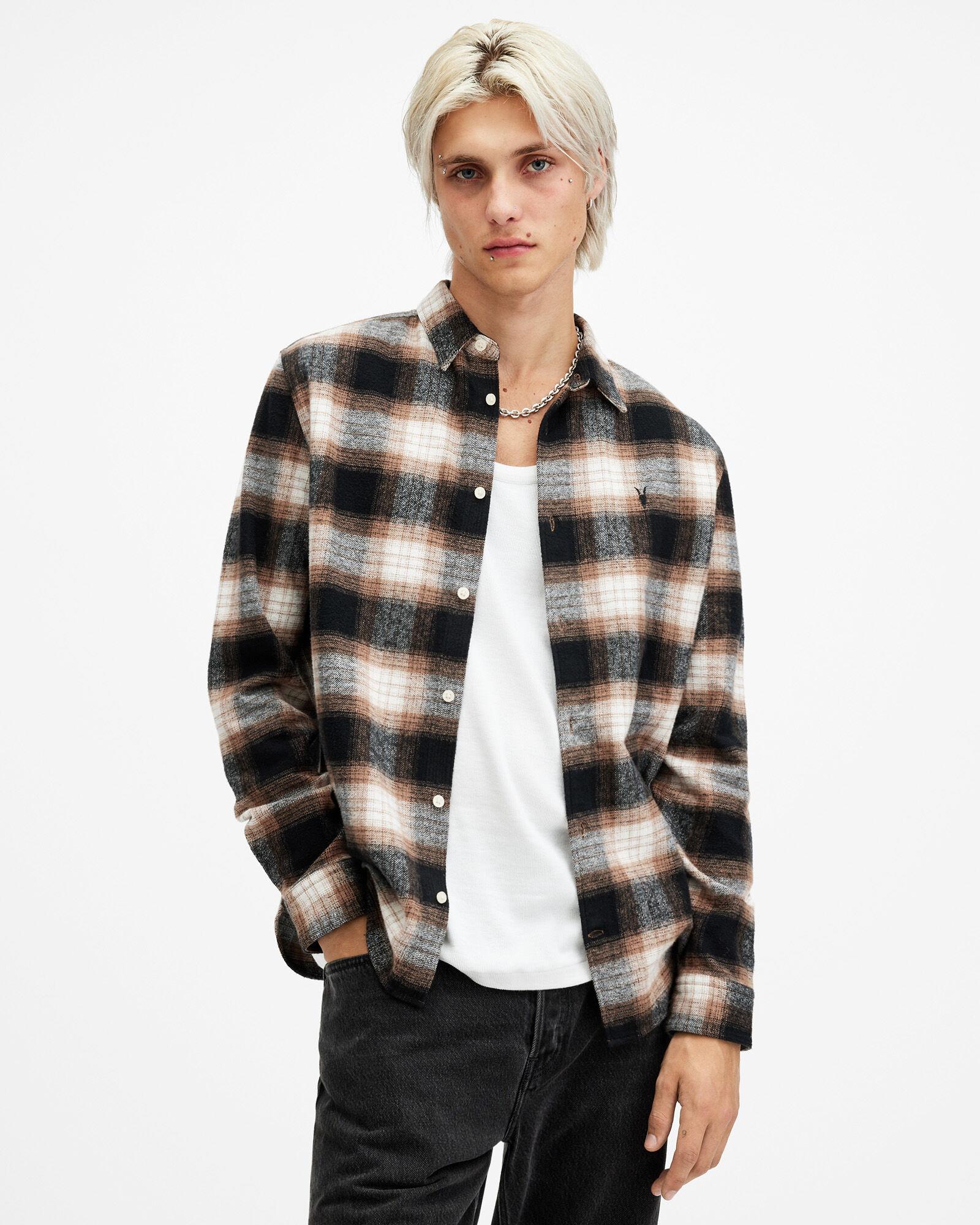 Mercy Checked Relaxed Fit Ramskull Shirt by ALLSAINTS Mercy Checked Relaxed Fit Ramskull Shirt by ALLSAINTS