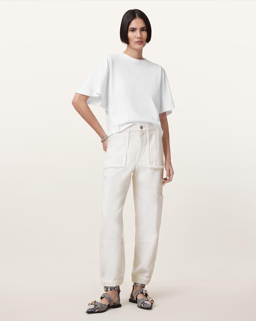 Mila Tapered Frayed Cargo Denim Trousers by ALLSAINTS