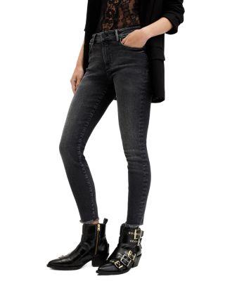 Miller High Rise Push Up Skinny Jeans in Washed Black by ALLSAINTS