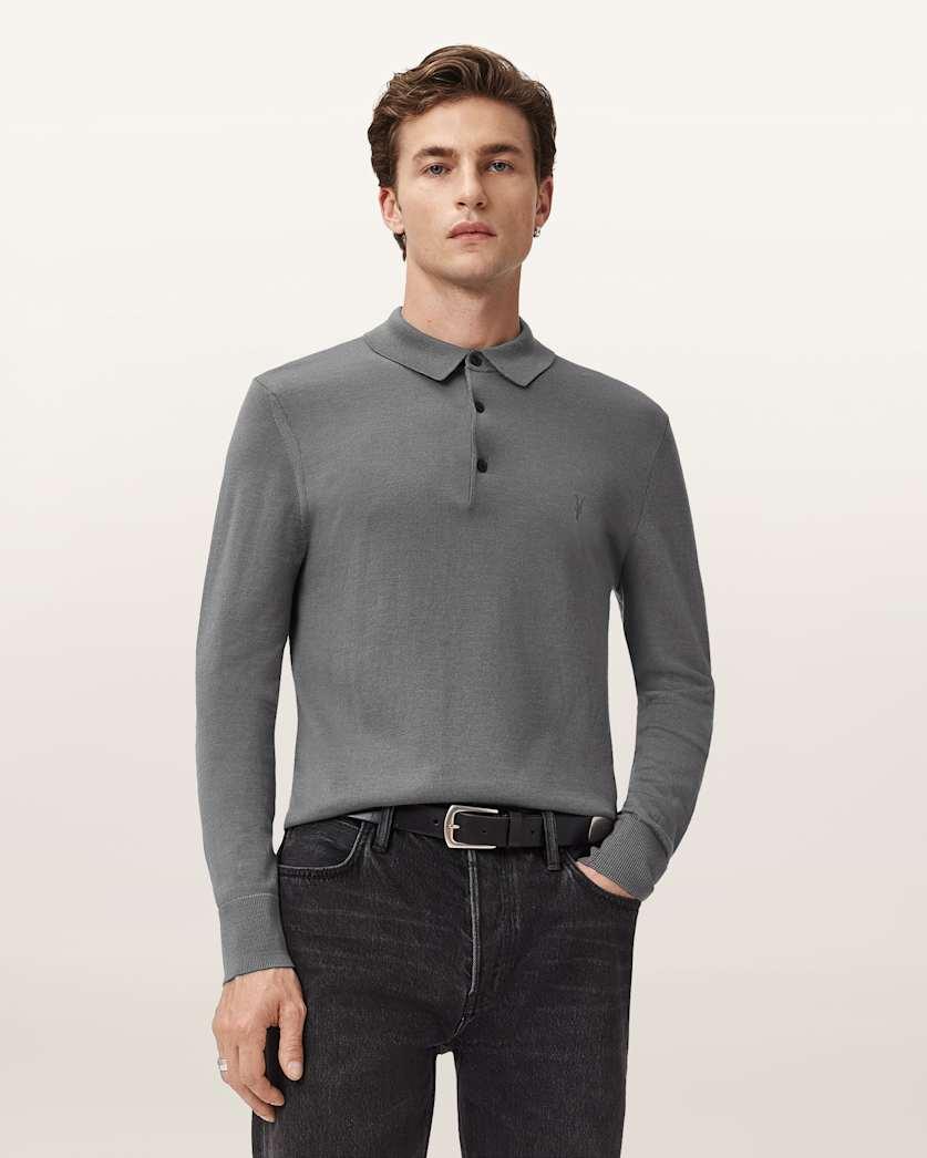 Mode Merino Long Sleeve Polo Shirt by ALLSAINTS