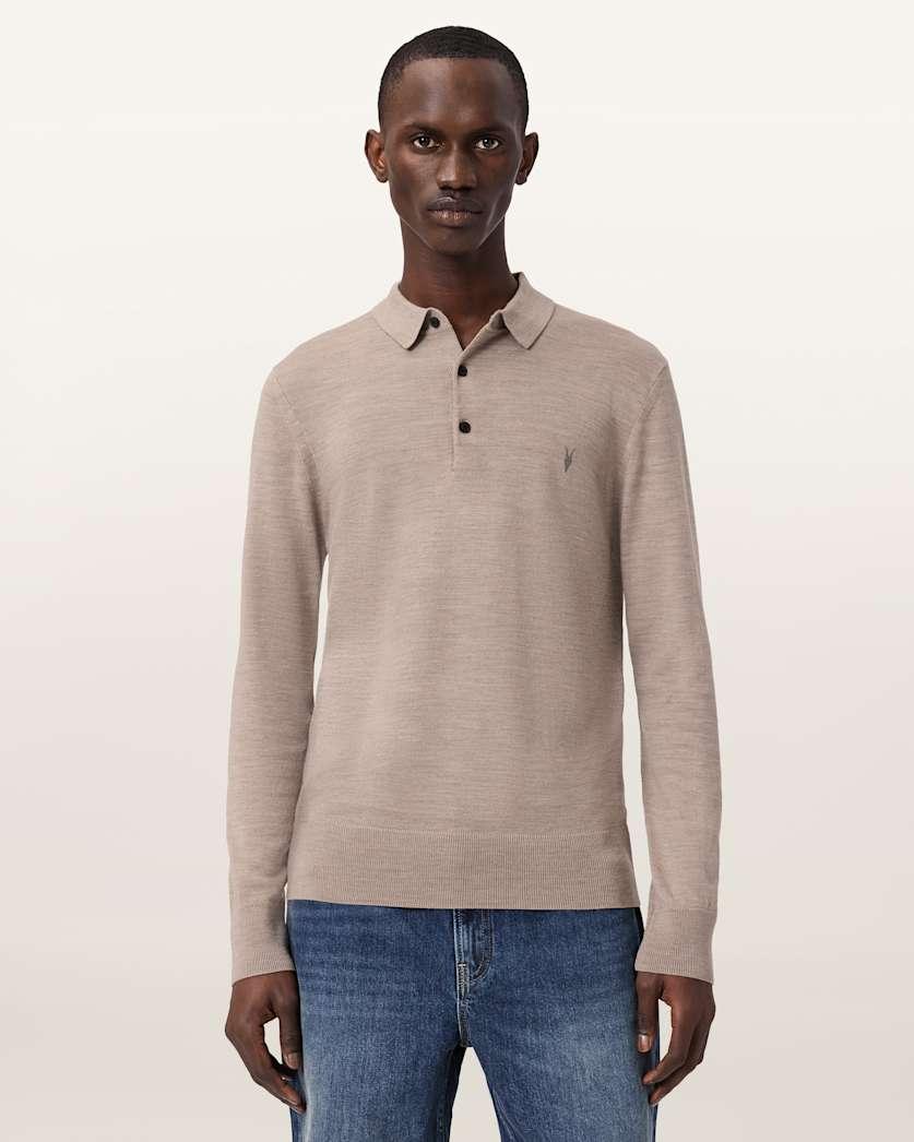 Mode Merino Long Sleeve Ramskull Polo Shirt by ALLSAINTS