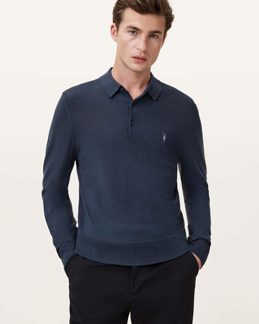 Mode Merino Long Sleeve Ramskull Polo Shirt by ALLSAINTS