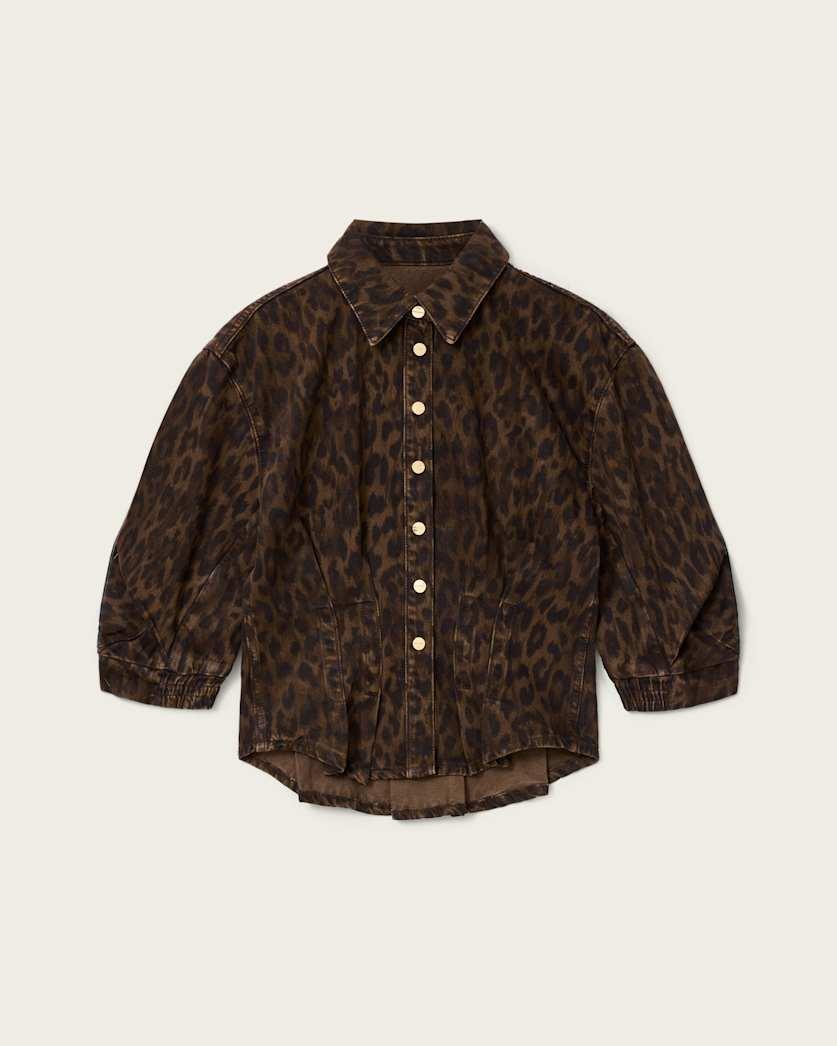 Nancy Leopard Print Denim Shirt by ALLSAINTS