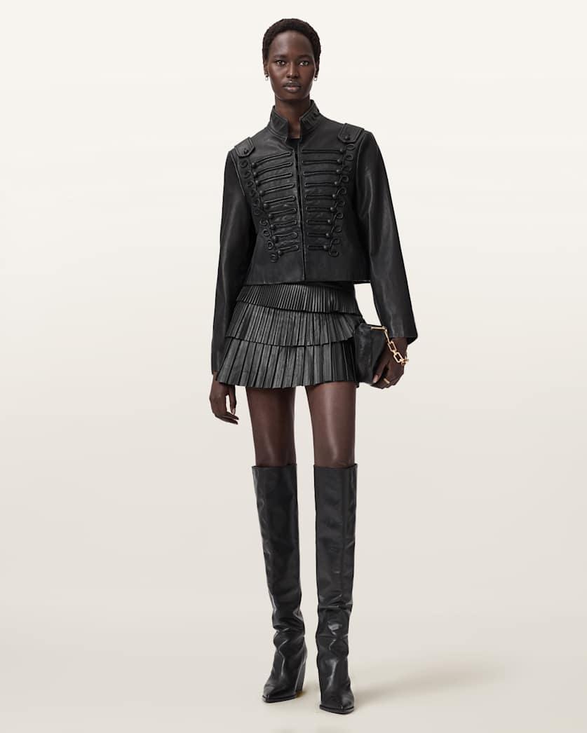 Nara Leather Pleated Mini Skirt by undefined Nara Leather Pleated Mini Skirt by undefined