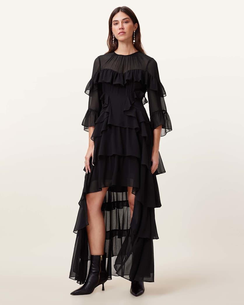 Nat Ruffled High Low Maxi Dress by ALLSAINTS