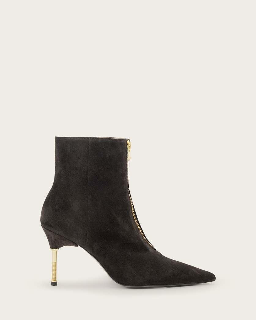 Natasha Pointed Zip Up Suede Boots by ALLSAINTS