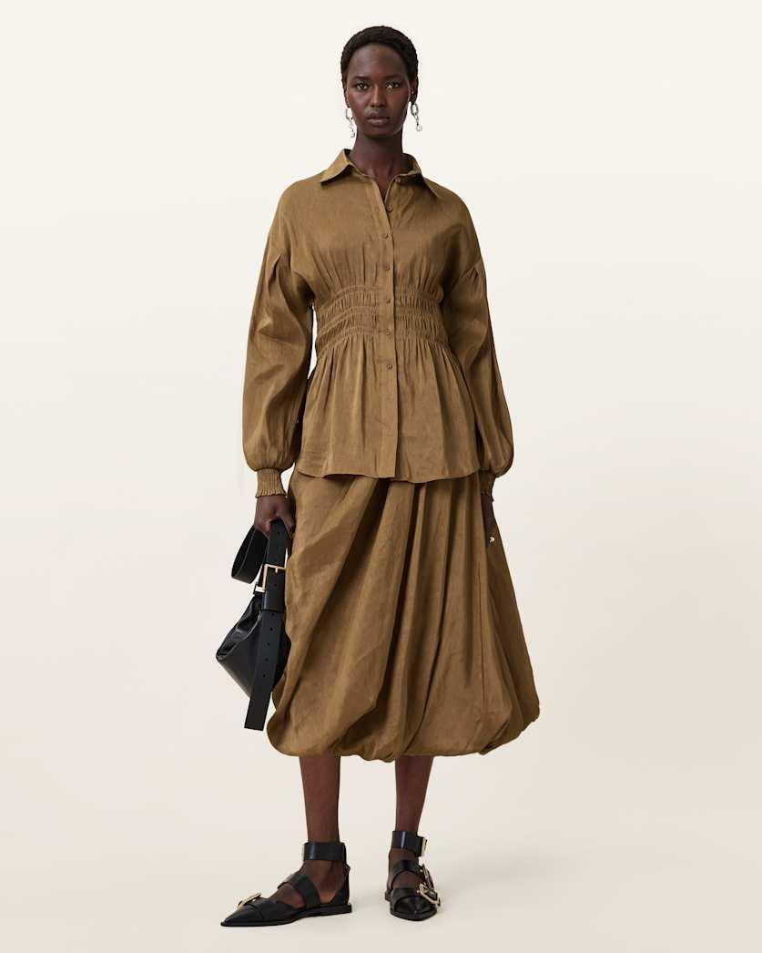 Nia Draped Midi Skirt by ALLSAINTS