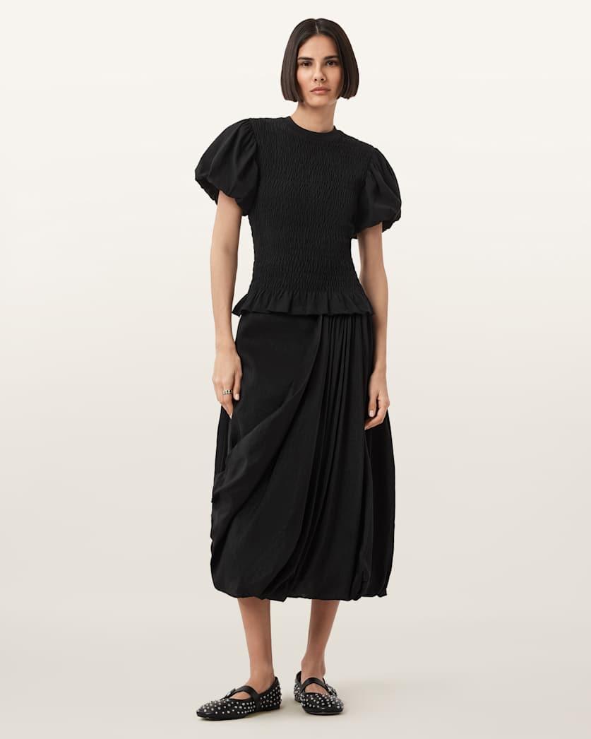 Nia Draped Midi Skirt by ALLSAINTS