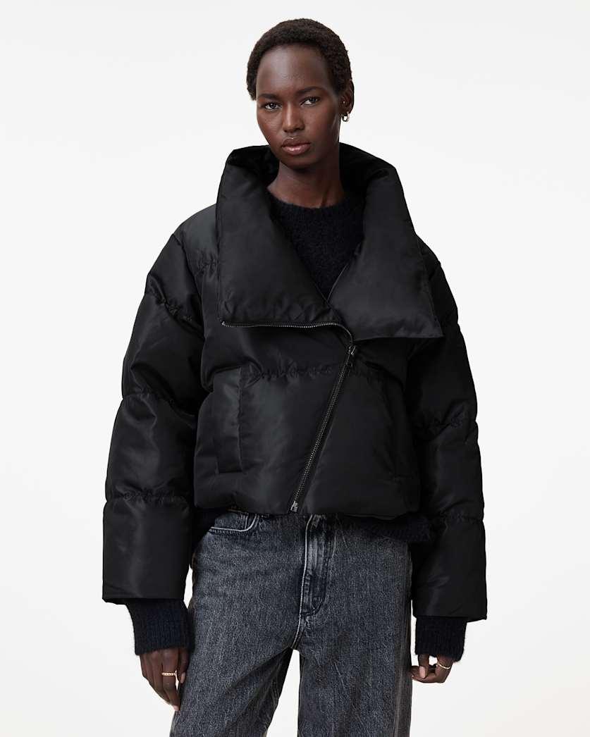 Nickol Asymmetric Cropped Puffer Jacket by ALLSAINTS