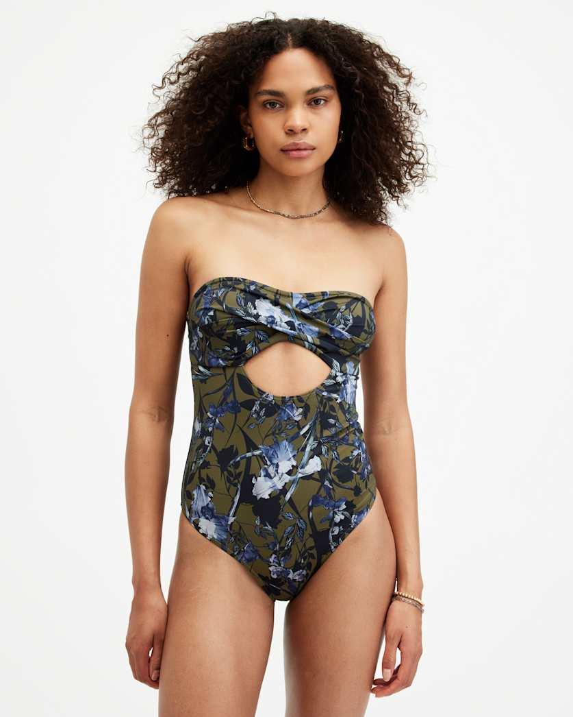 Niki Floral Bandeau Cut-Out Swimsuit by ALLSAINTS