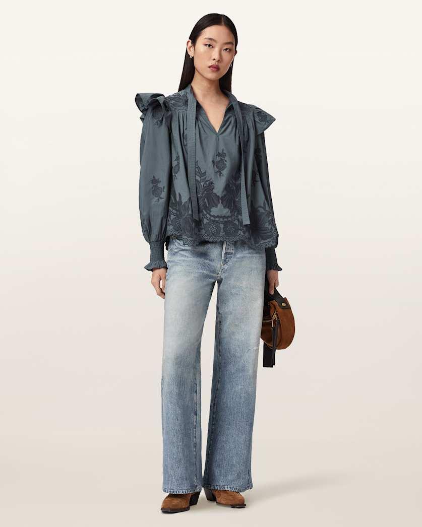 Nisa Embroidered Cotton Top by ALLSAINTS