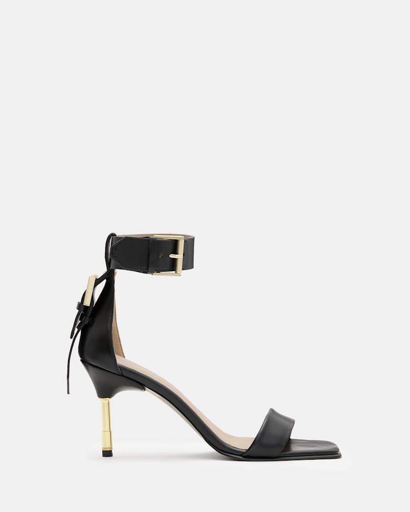 Noir Leather Buckle Heels by ALLSAINTS