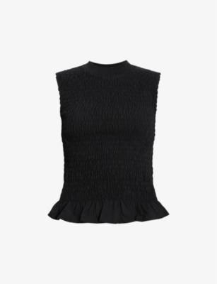 Ode round-neck shirred organic-cotton tank by ALLSAINTS