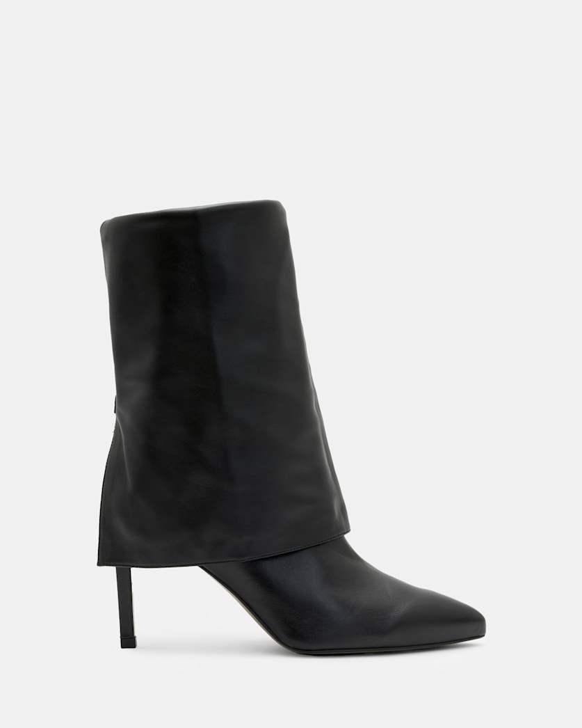 Odyssey Knee High Folding Leather Boots by ALLSAINTS
