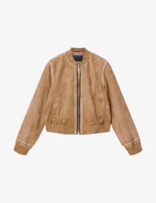 Orten Whip Contrast-Stitch Suede Bomber Jacket by ALLSAINTS