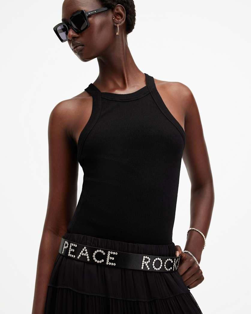 Peace Rocks Studded Leather Belt by ALLSAINTS