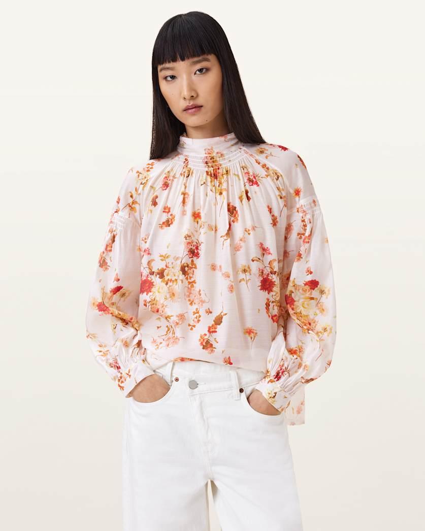 Pearla High Neck Floral Print Top by ALLSAINTS