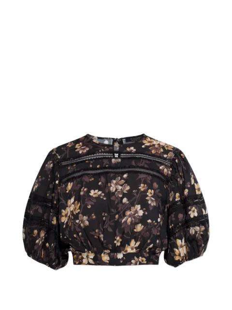 Peony floral-print lace-trim top by ALLSAINTS