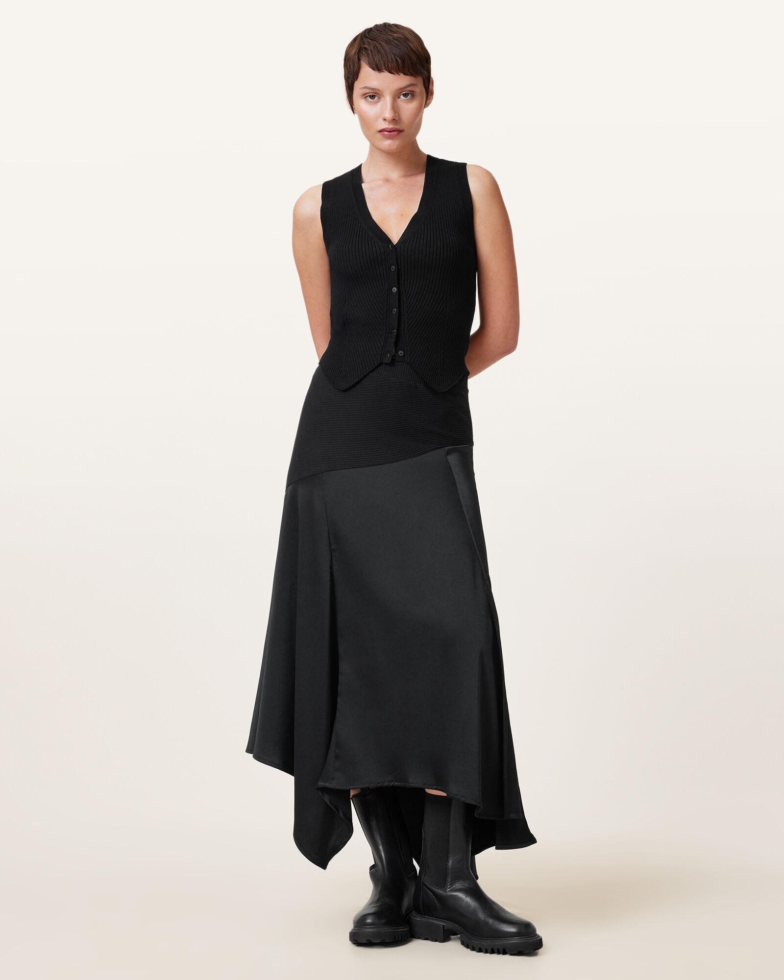 Pia Satin Asymmetric Maxi Skirt by ALLSAINTS