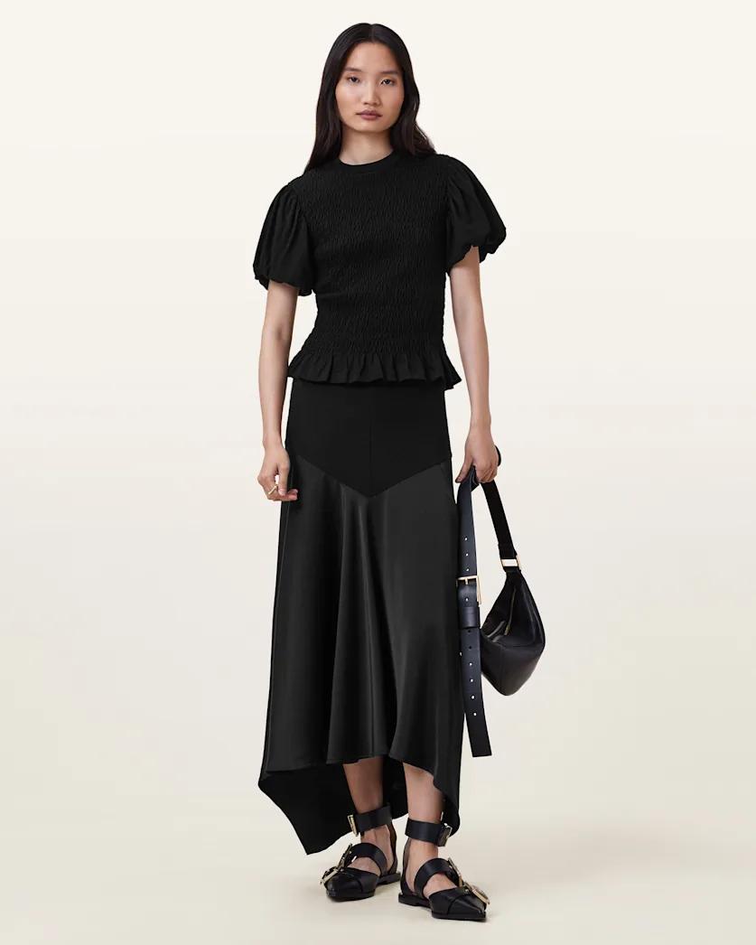 Pia Satin Asymmetric Maxi Skirt by ALLSAINTS