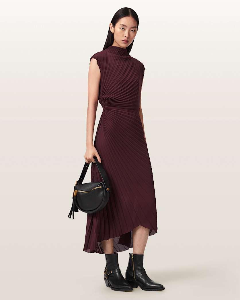 Rayanna Pleated Midi Dress by ALLSAINTS
