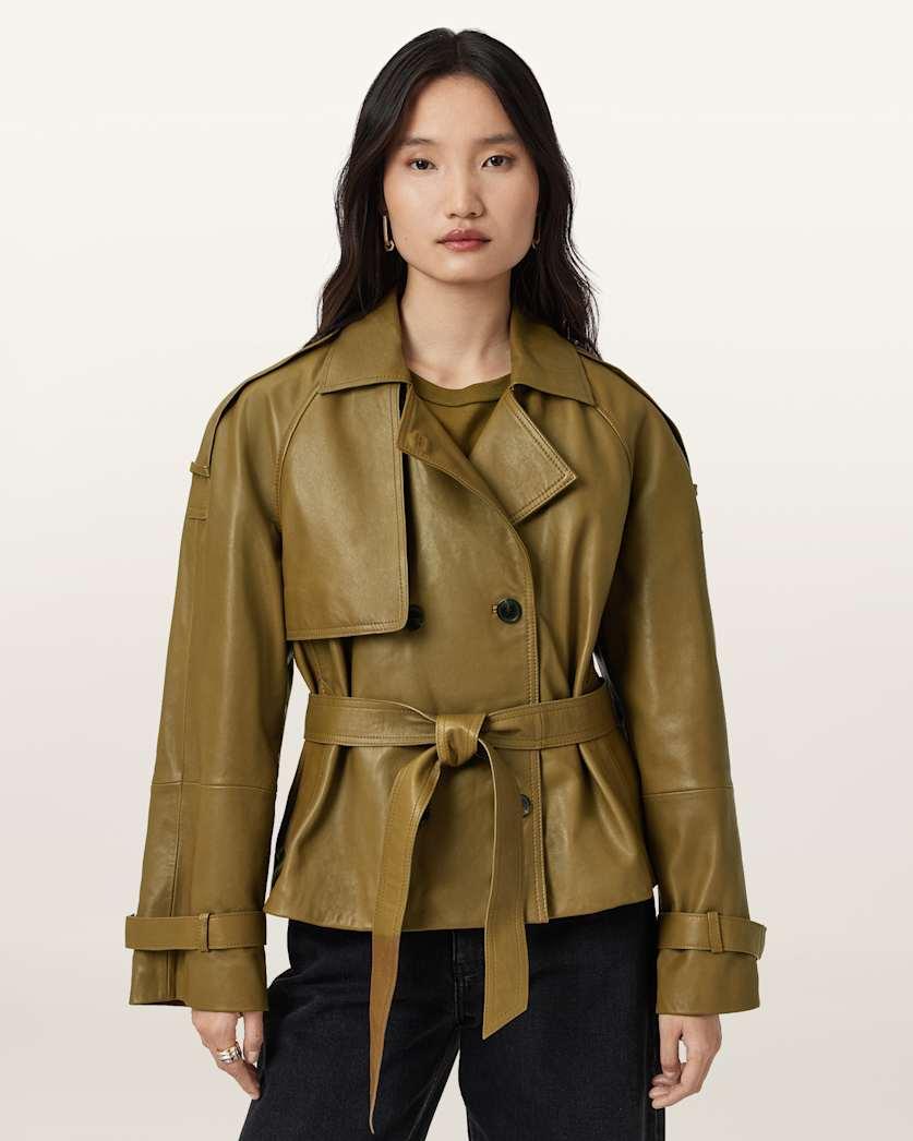 Reed Cropped Leather Trench by ALLSAINTS