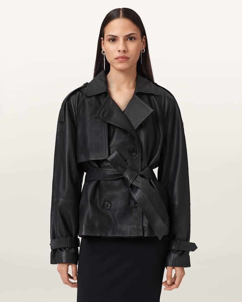 Reed Cropped Leather Trench by ALLSAINTS