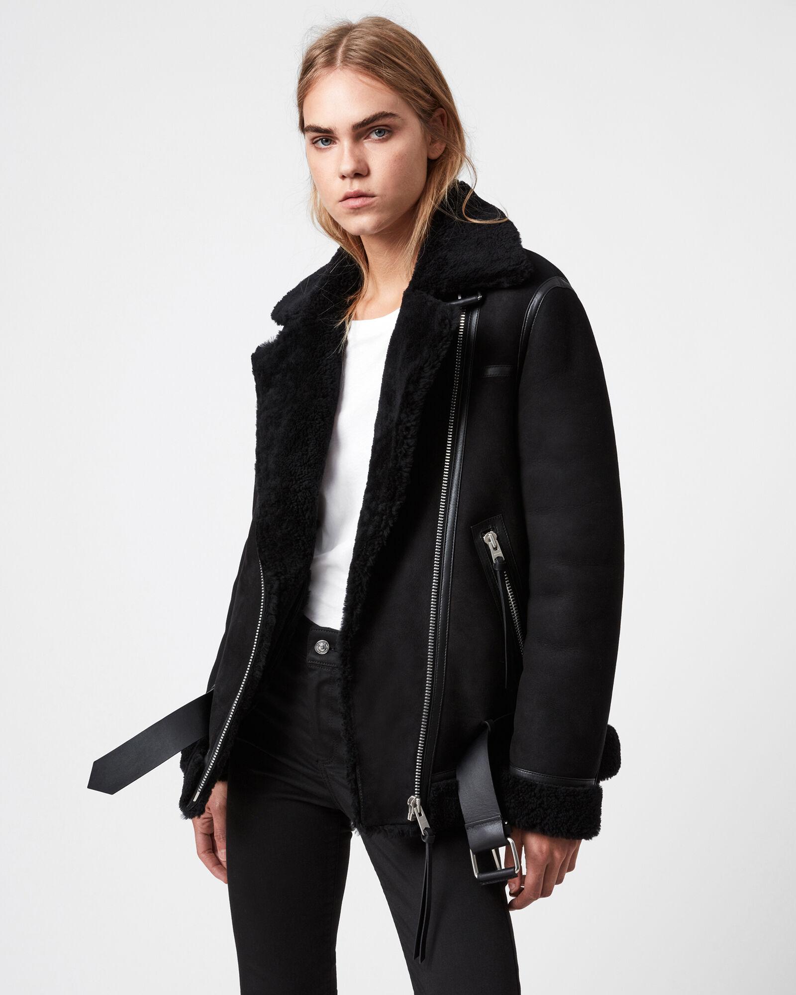 Rei Shearling Biker Jacket by ALLSAINTS