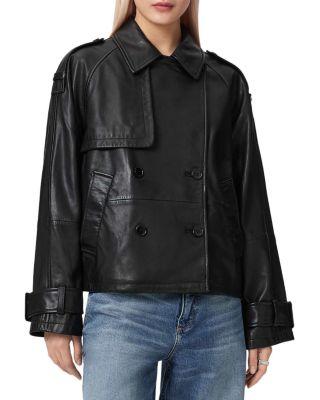 Reya Cropped Leather Jacket by ALLSAINTS