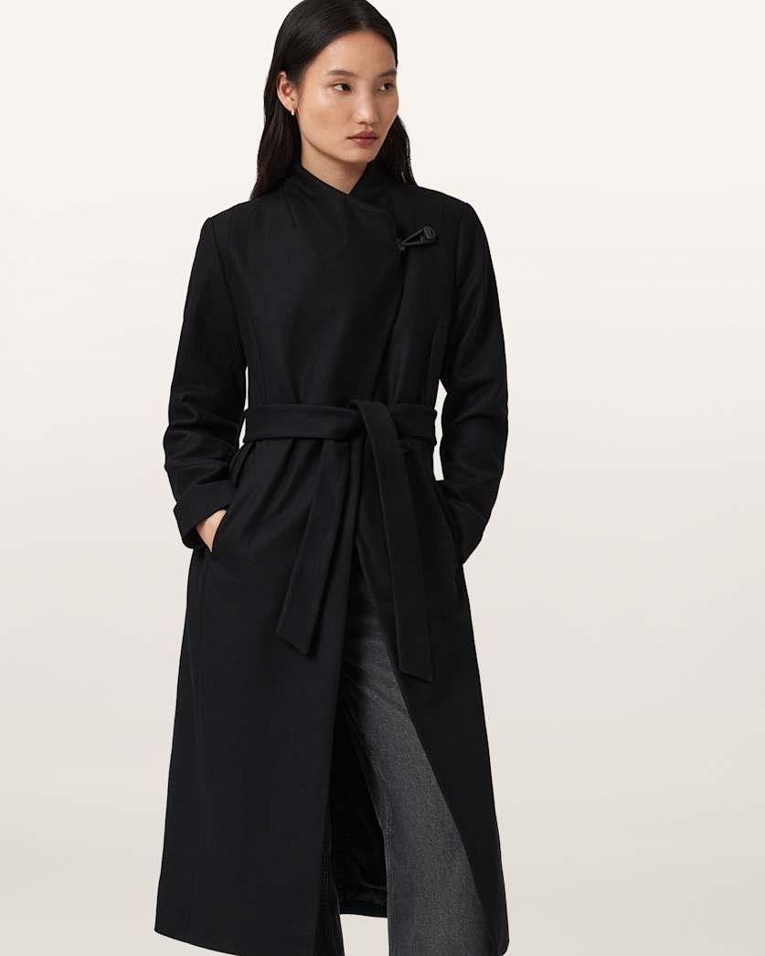 Riley Wrap Around Belted Long Line Coat by ALLSAINTS