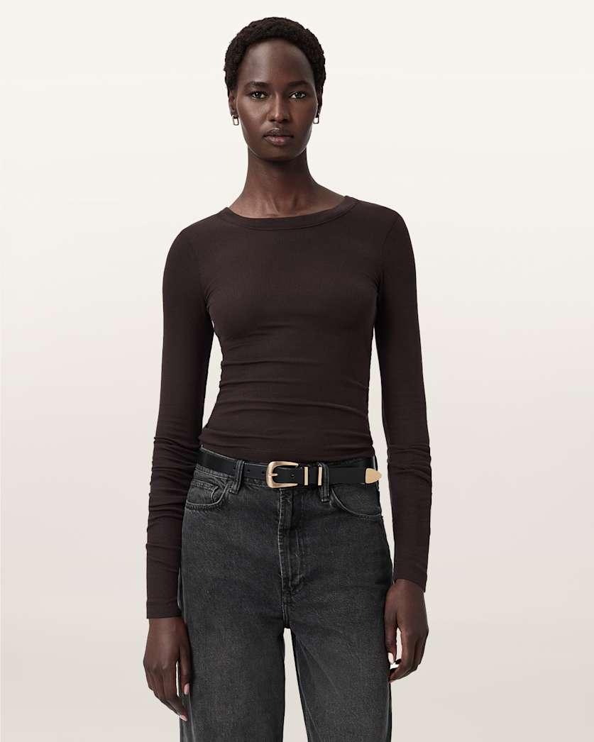Rina Long Sleeve Crew Neck T-Shirt by ALLSAINTS