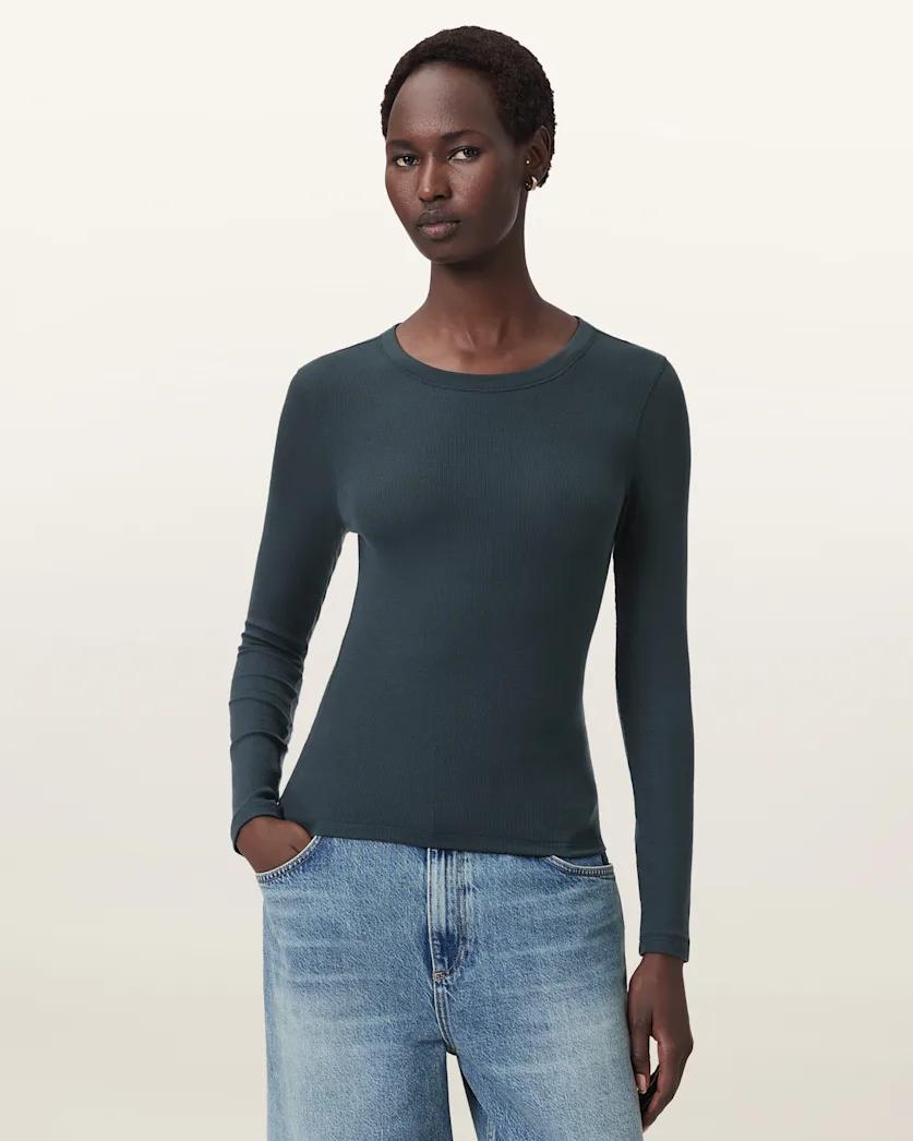 Rina Long Sleeve Crew Neck T-Shirt by ALLSAINTS Rina Long Sleeve Crew Neck T-Shirt by ALLSAINTS