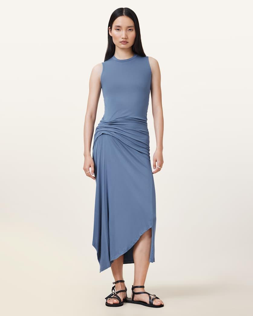 Rivi Draped Midi Dress by ALLSAINTS