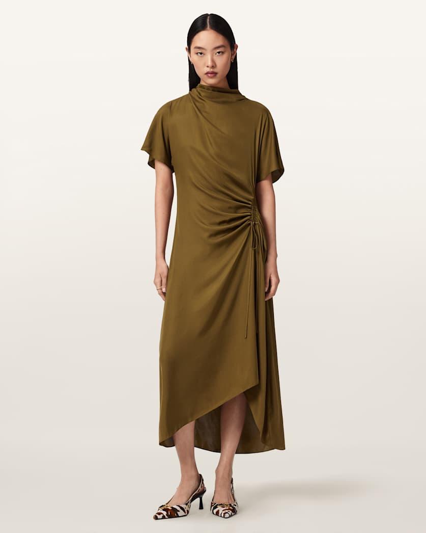 Rosie Silk Blend Midi Dress by ALLSAINTS