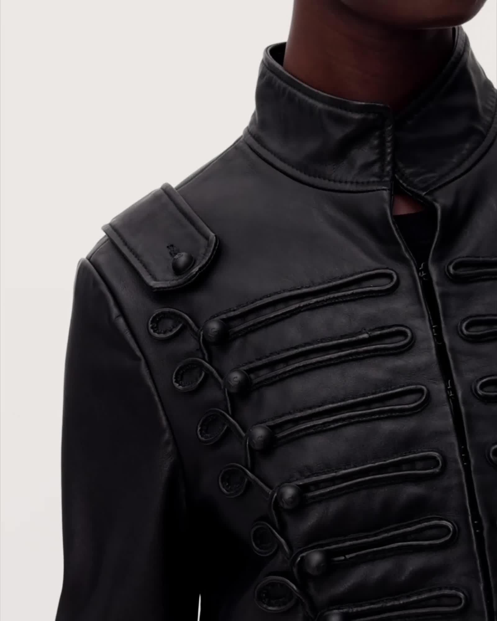 Rummy Cropped Leather Jacket by ALLSAINTS