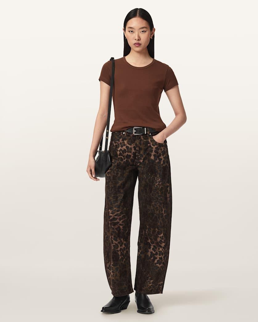 Sadie Barrel Leg Leopard Print Denim Jeans by ALLSAINTS