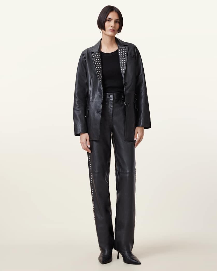 Saige Straight Leg Leather Trousers by ALLSAINTS