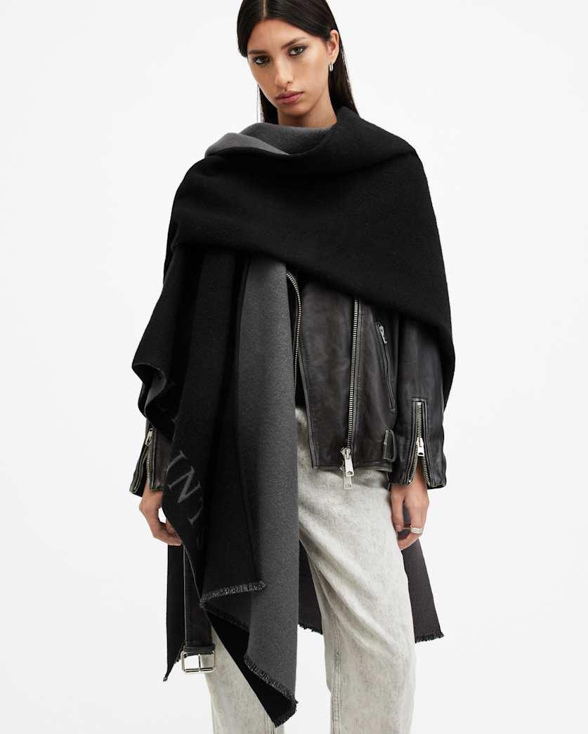 Saints Border Logo Wool Ruana Scarf by ALLSAINTS