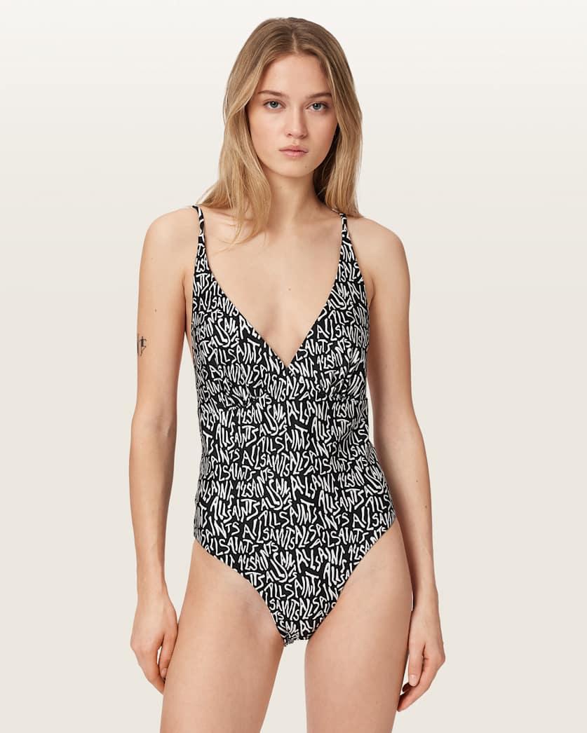 Saph Animal Print V-Neck Swimsuit by ALLSAINTS