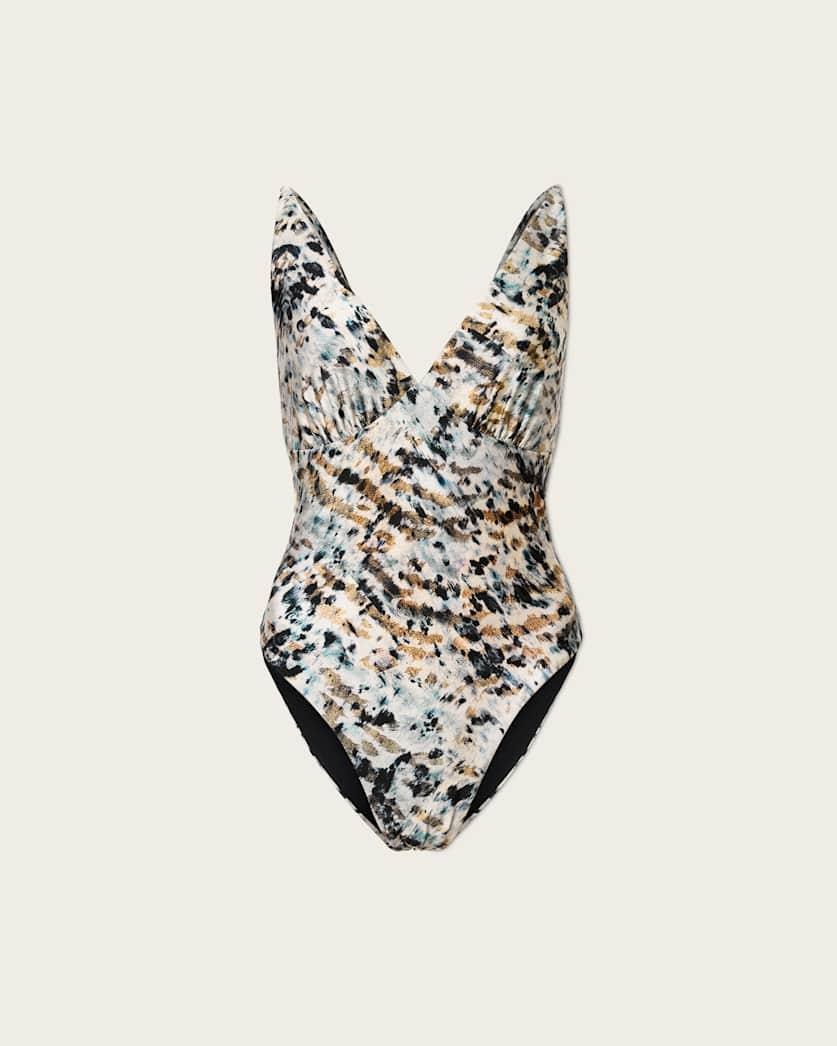Saph Animal Print V-Neck Swimsuit by ALLSAINTS