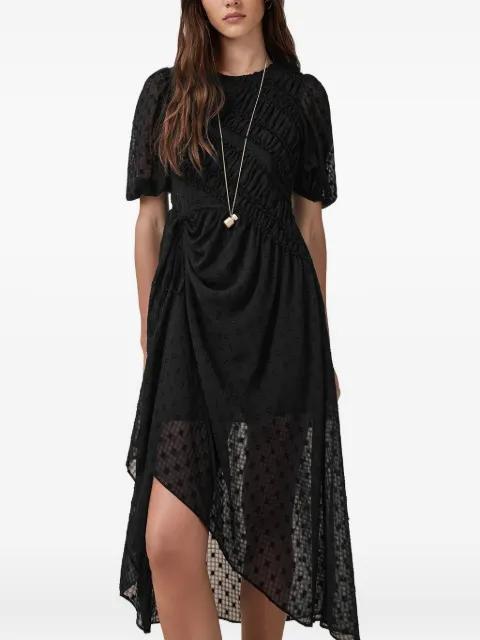 Serene puff-sleeve textured midi dress by ALLSAINTS