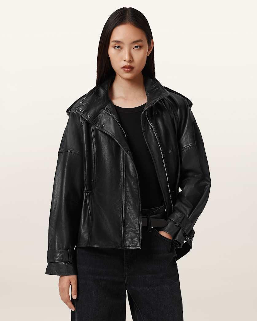Serne Relaxed Fit Leather Jacket by ALLSAINTS