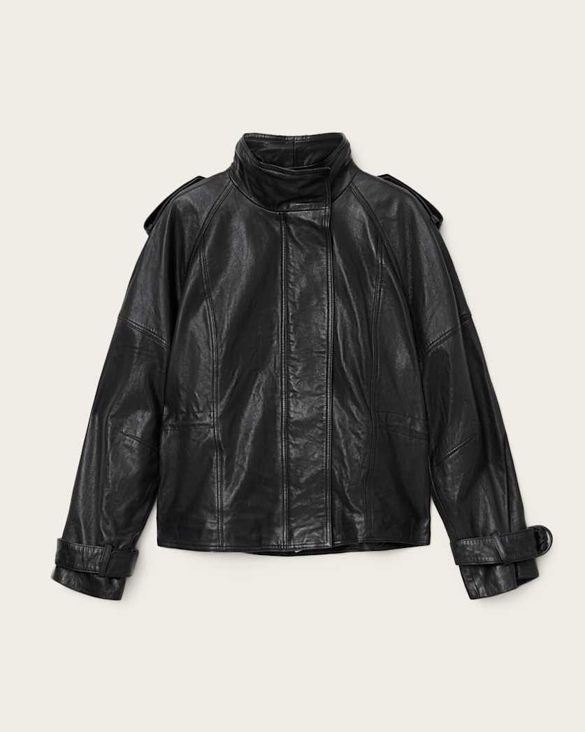 Serne Relaxed Fit Leather Jacket by ALLSAINTS